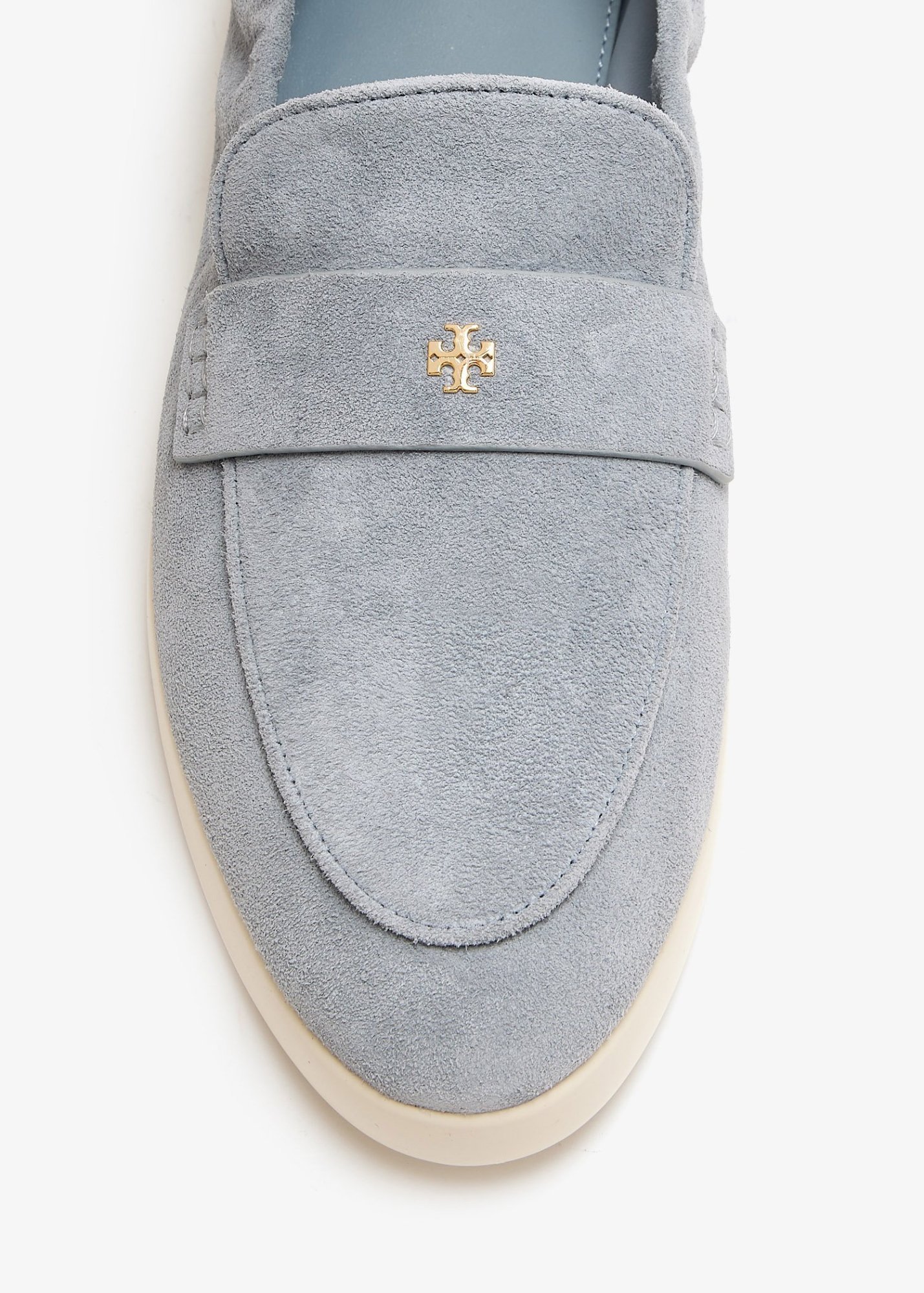 Tory Burch Light Blue Loafers With Logo Plaque On The Front And Slip-on Design In Suede Woman In Blue