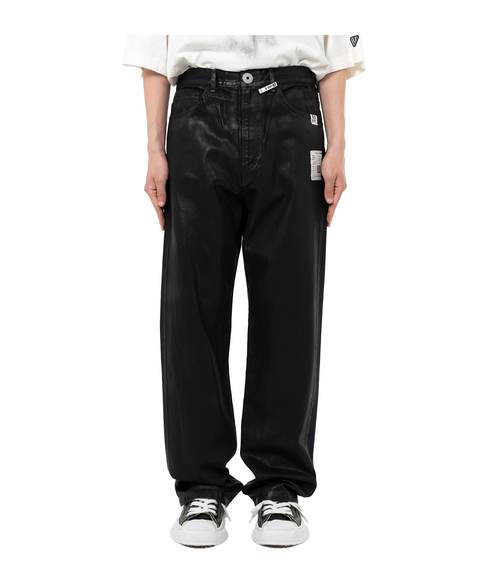 Miharayasuhiro Two-tone Coated Jeans In Black