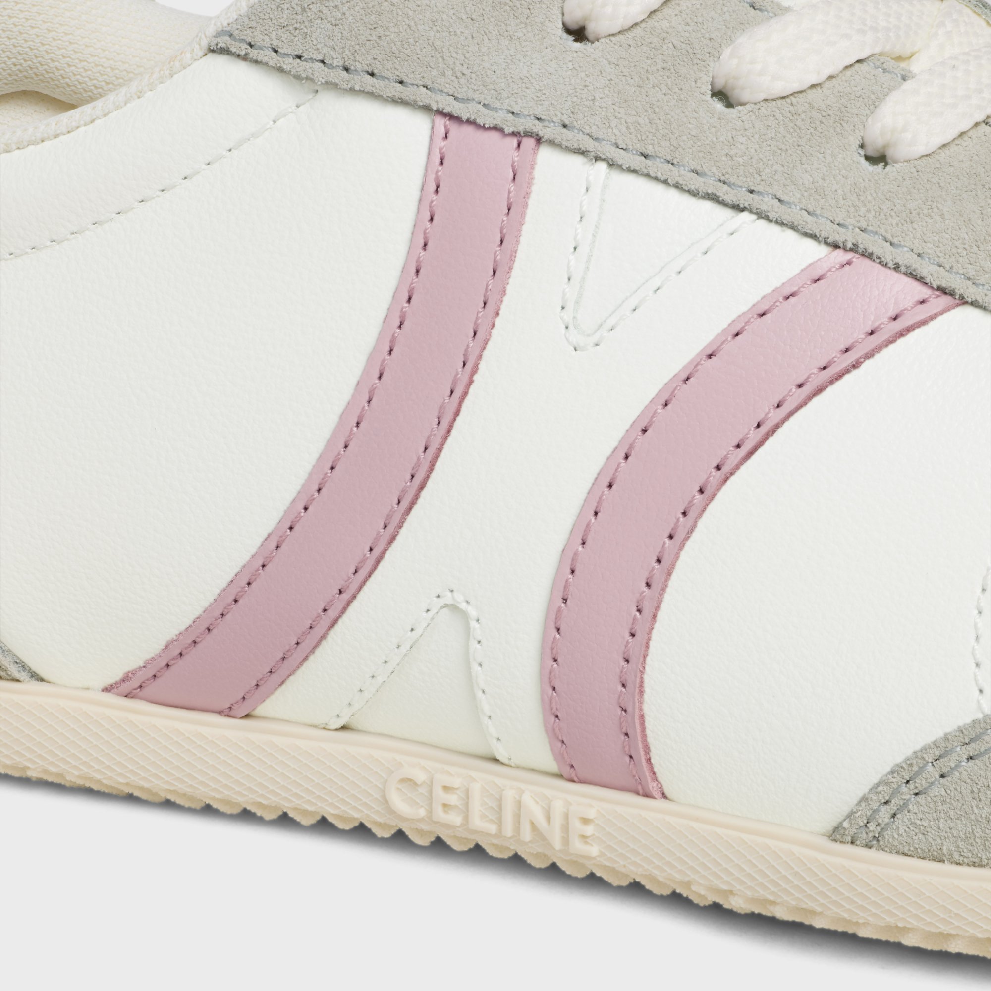 Celine Jogger Low Lace-up Sneaker In Calfskin  Suede Calfskin In White