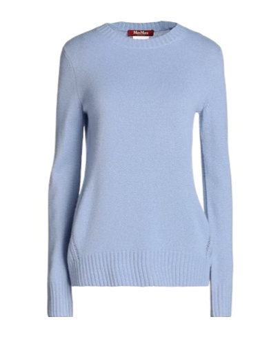 Max Mara Solid Color Lightweight Cashmere Knit Sweater In Blue