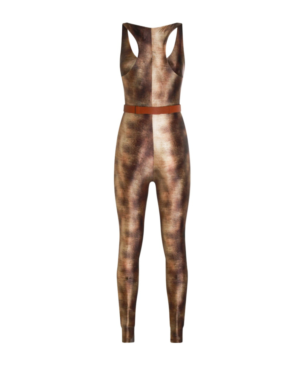 Elisabetta Franchi Printed Jumpsuit In Brown