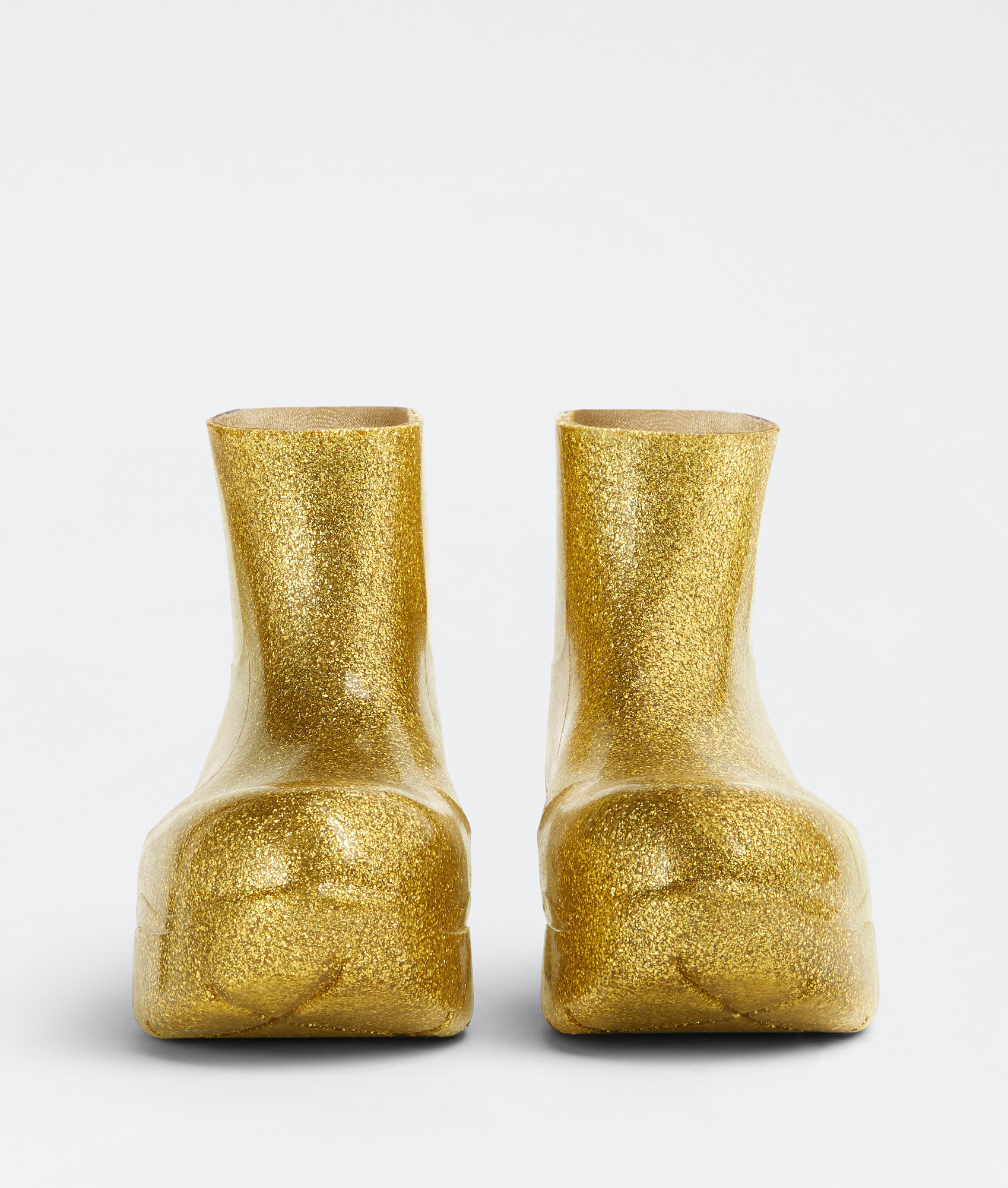 Bottega Veneta Glitter Puddle Boots In Gold