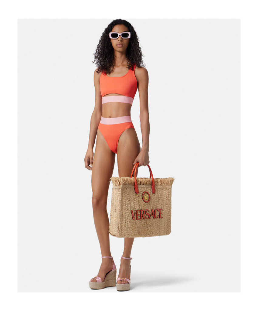 Versace Greca Border Bikini Briefs In Orange