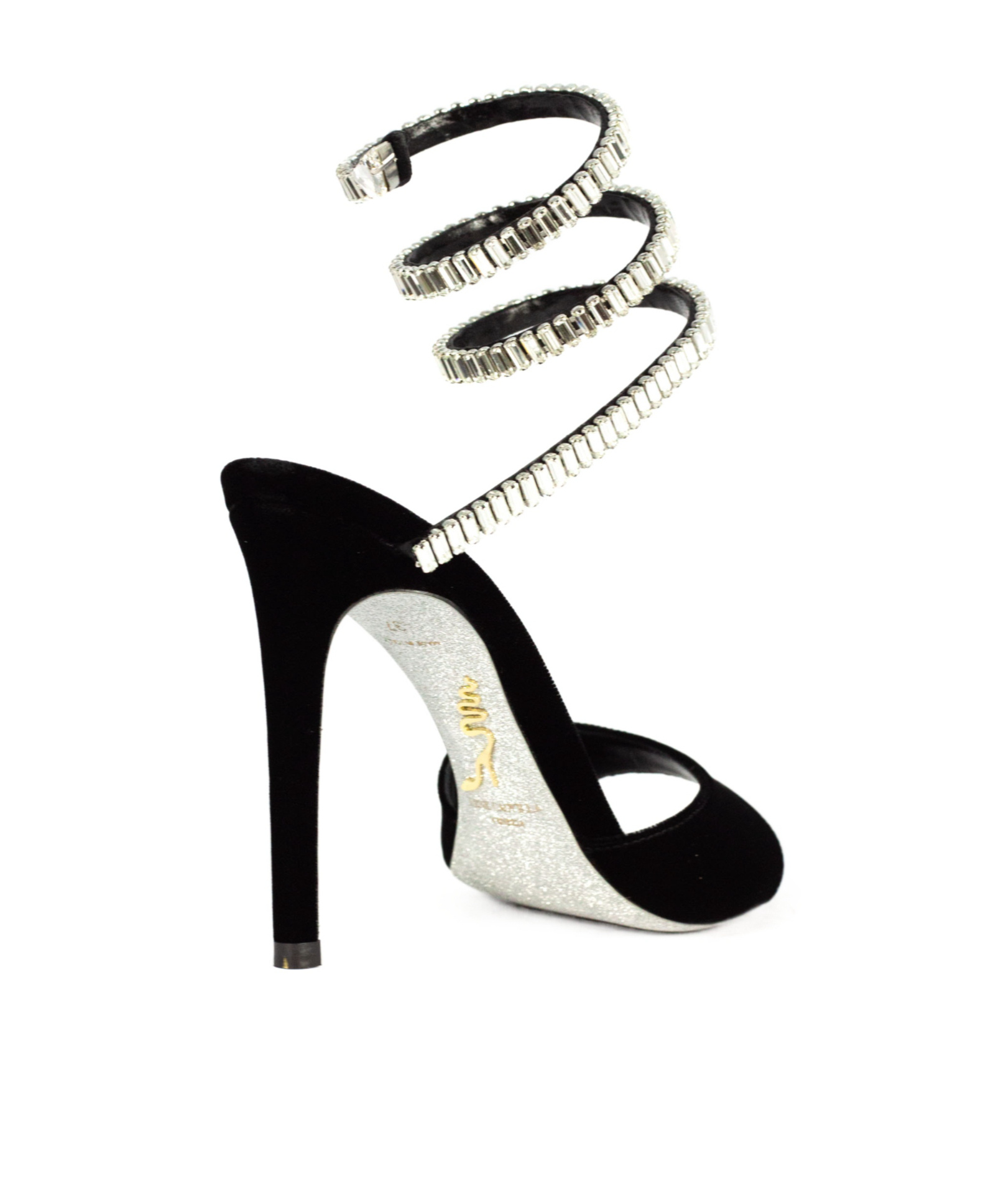 René Caovilla Round-toe High-heeled Sandals In Black