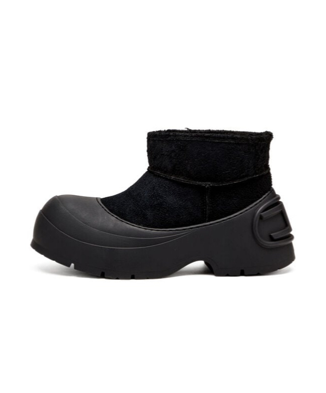 Diesel D-donald-chunky Ankle Boot With Lug Sole In Black