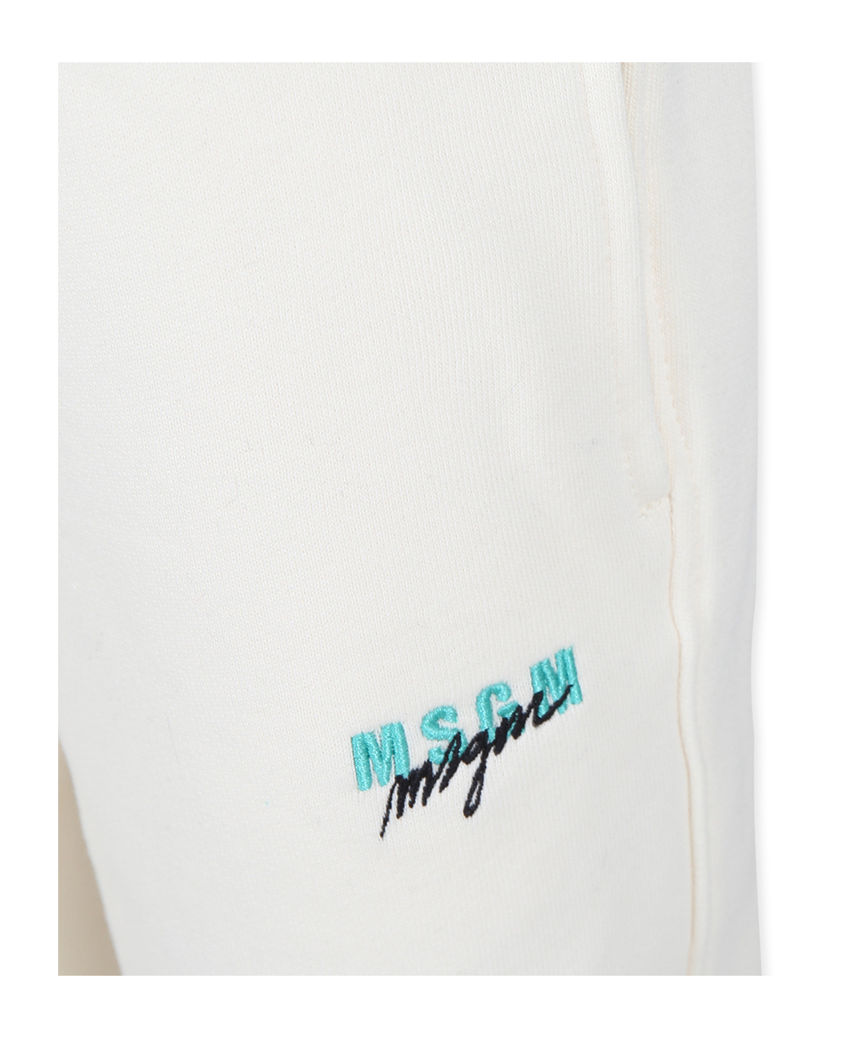 Shop Msgm Logo-embroidered Trousers In White