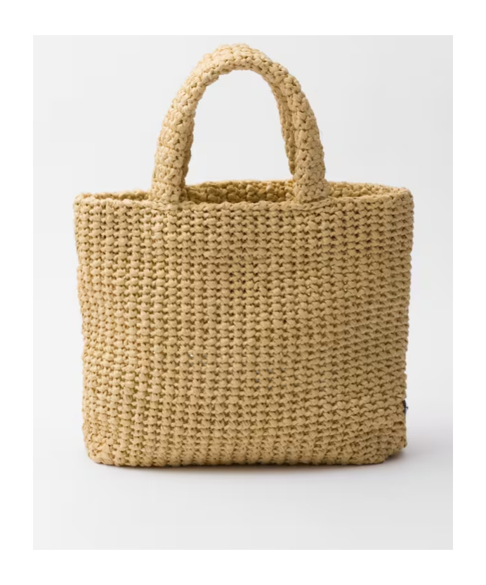 Shop Prada Small Crochet Tote Bag In Nude