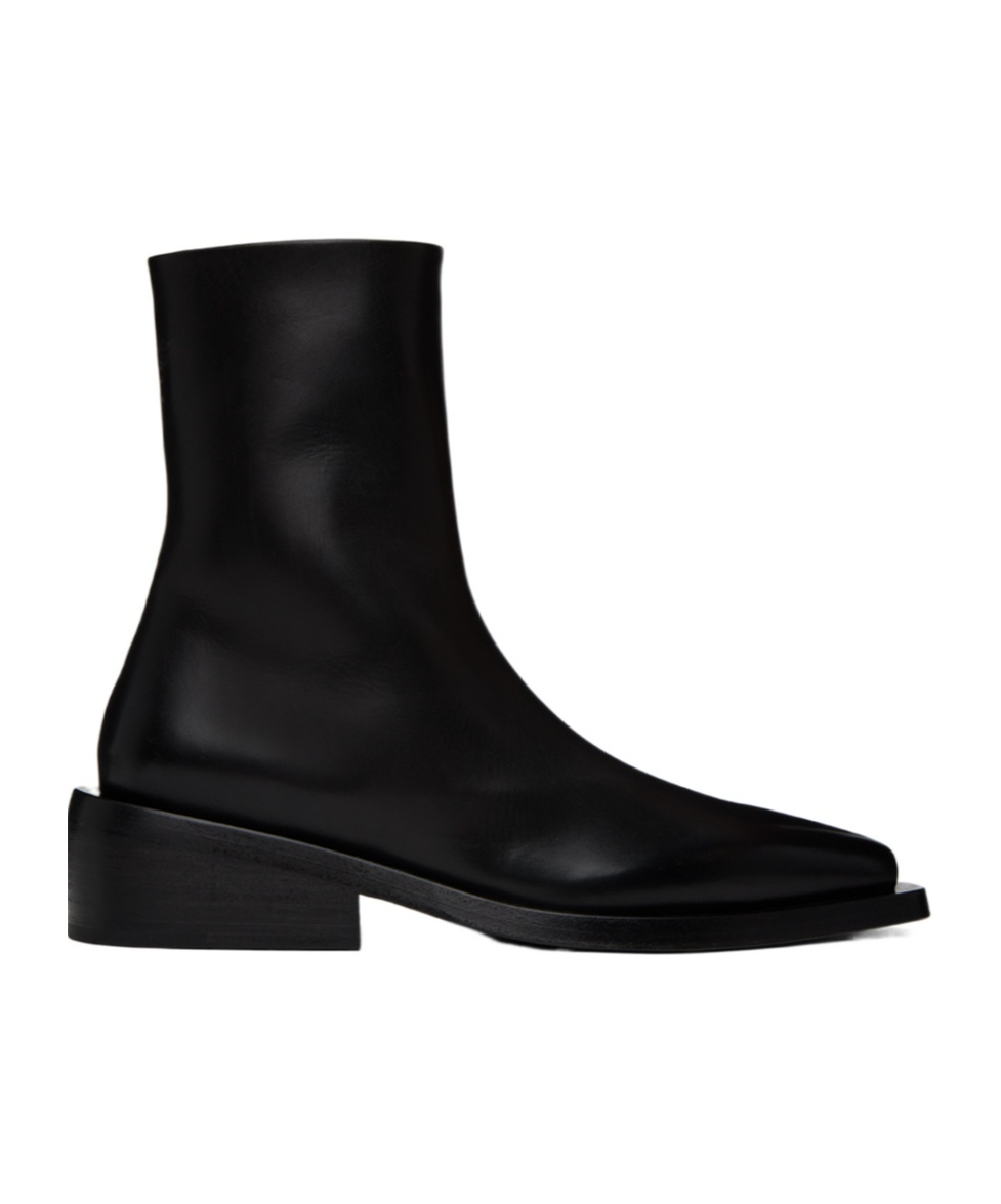 Marsèll "chalk" Mid-calf Block Heel Boots In Black