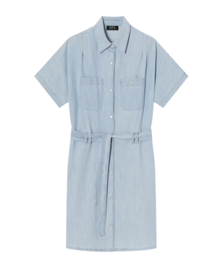 Apc Blue Suzanne Denim Minidress In Gray