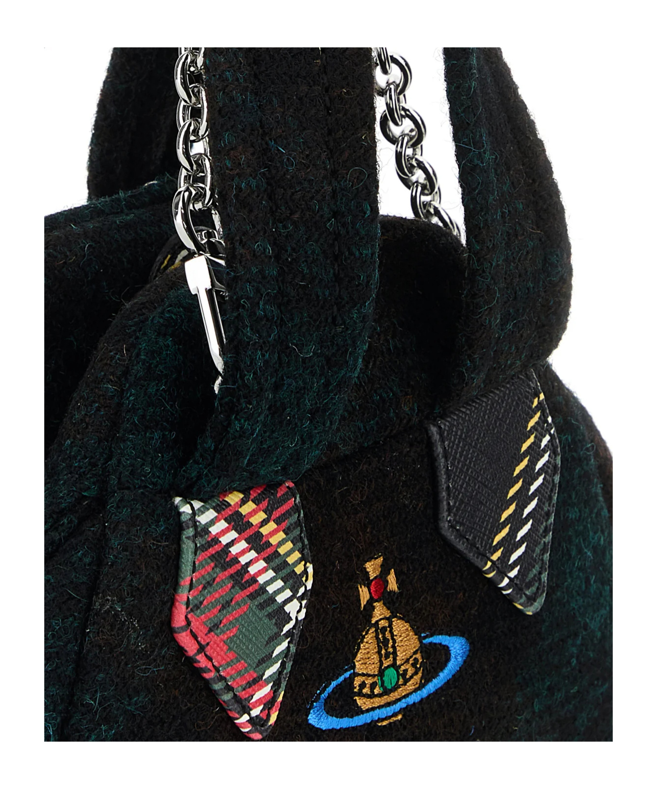 Vivienne Westwood Mini Handbag With Checkered Design And Handles In Black