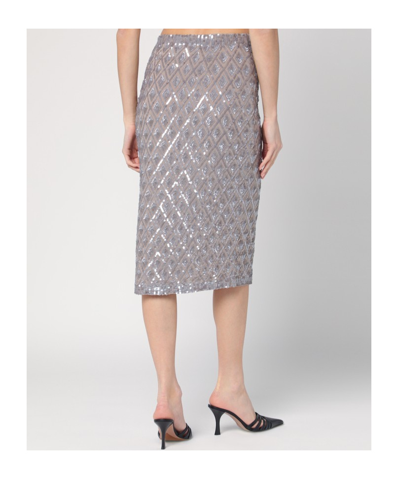 P.a.r.o.s.h Grey Sequined Midi Skirt In Gray