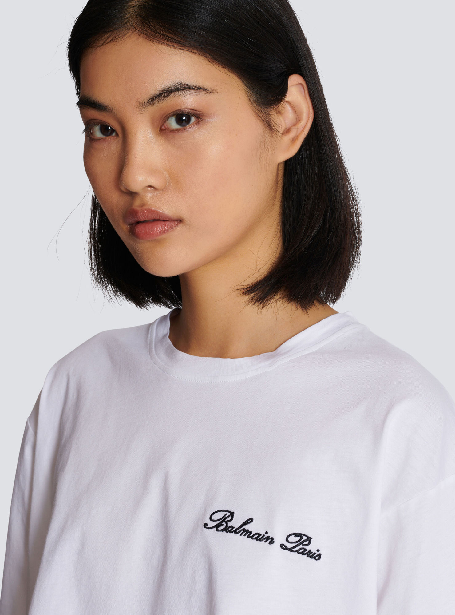Balmain T-shirt With Signature Embroidery In White