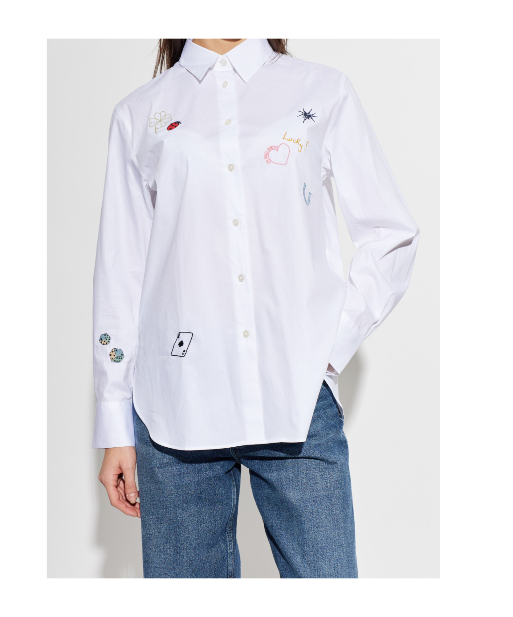 Ps By Paul Smith Ps Paul Smith Colorful Patch Buttoned Shirt In White