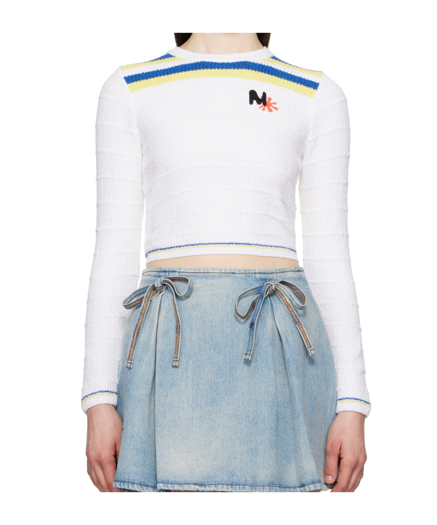 Msgm Embroidered Sweater In White