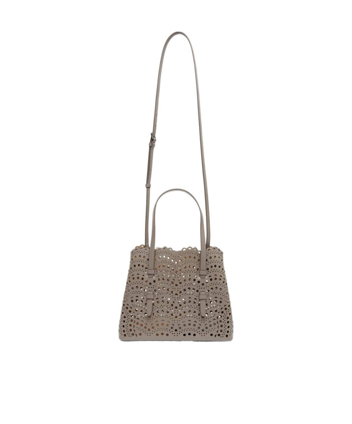 Alaïa Hollowed-out Design Shoulder Bag In Gray