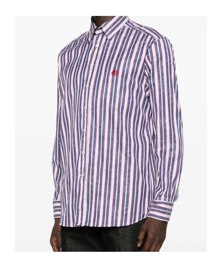 Etro Striped Floral Shirt In Purple