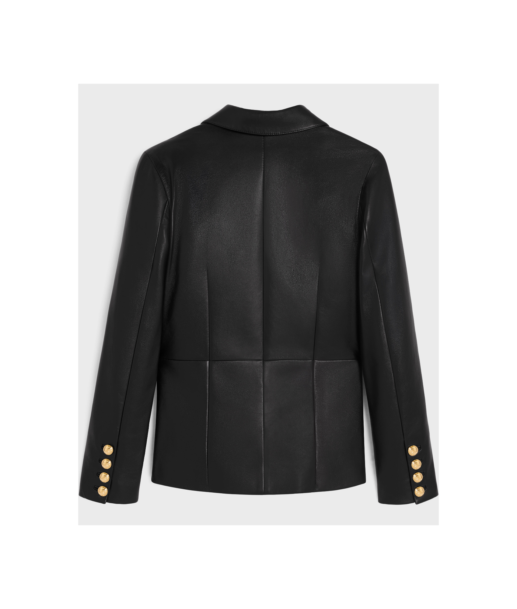 Celine Single-breasted Leather Jacket In Black