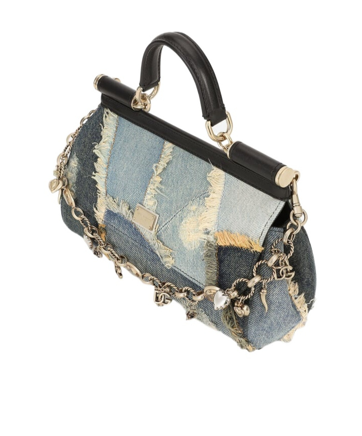 DOLCE & GABBANA SICILY DENIM PATCHWORK CROSS BODY BAG