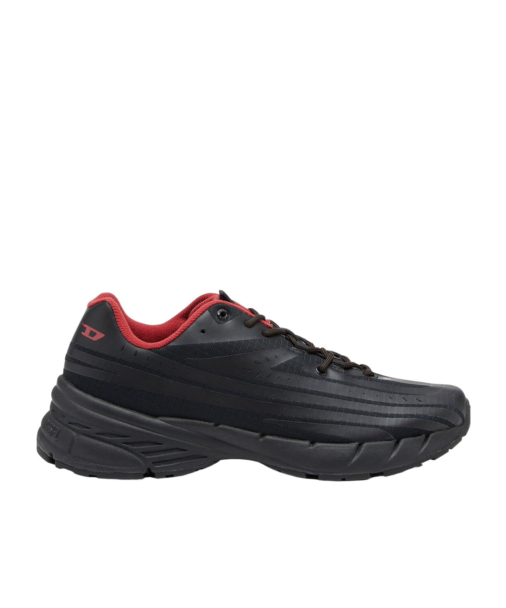 Diesel D-airspeed Low-sneaker A Righe In Ripstop Coated In Black
