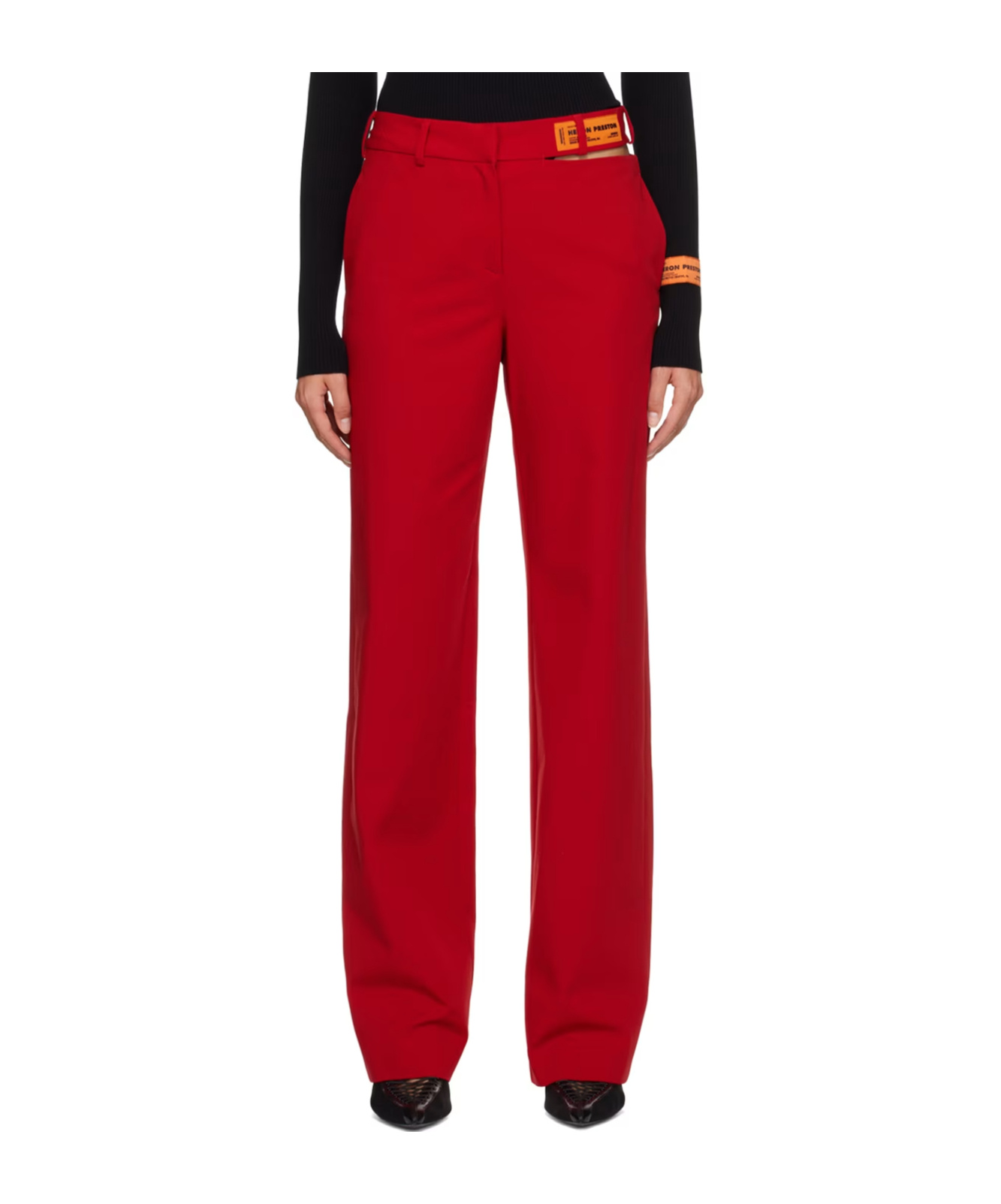 Heron Preston Cut-out Detail Straight-leg Trousers In Red