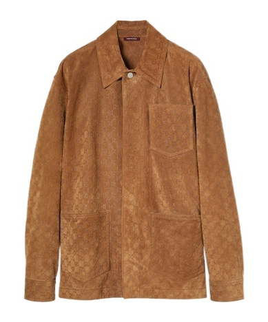 Gucci Embossed Suede Jacket In Brown
