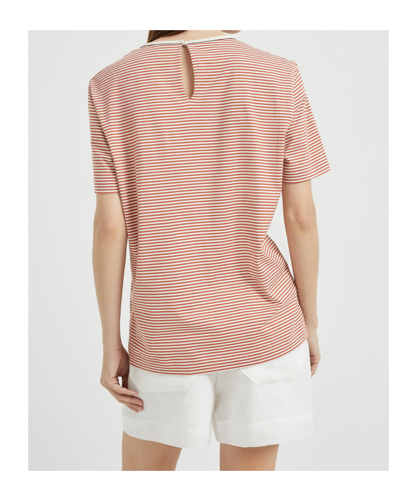 Brunello Cucinelli Cotton Stripe T-shirt In Pink