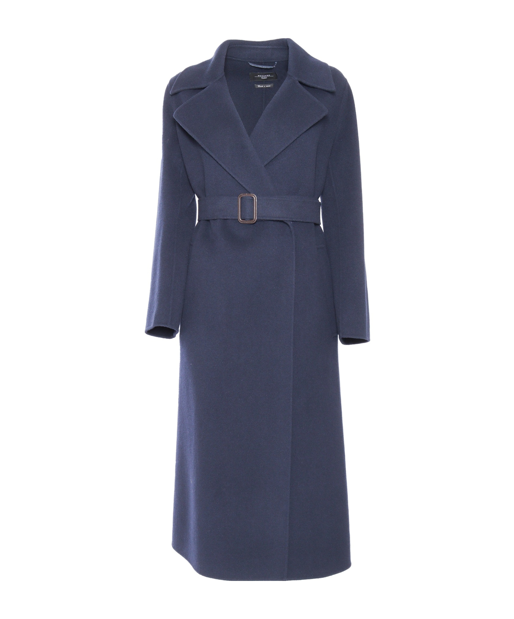 Weekend Max Mara Belted Long-sleeved Coat In Blue