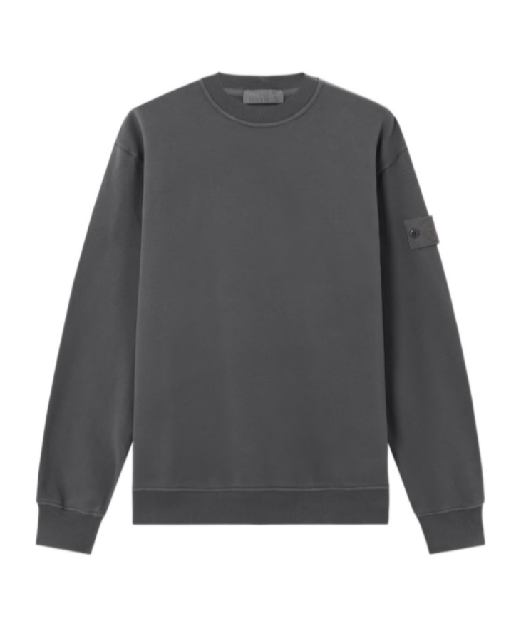 Stone Island Comfort-fit Crewneck Sweatshirt With Ribbed Trims In Gray