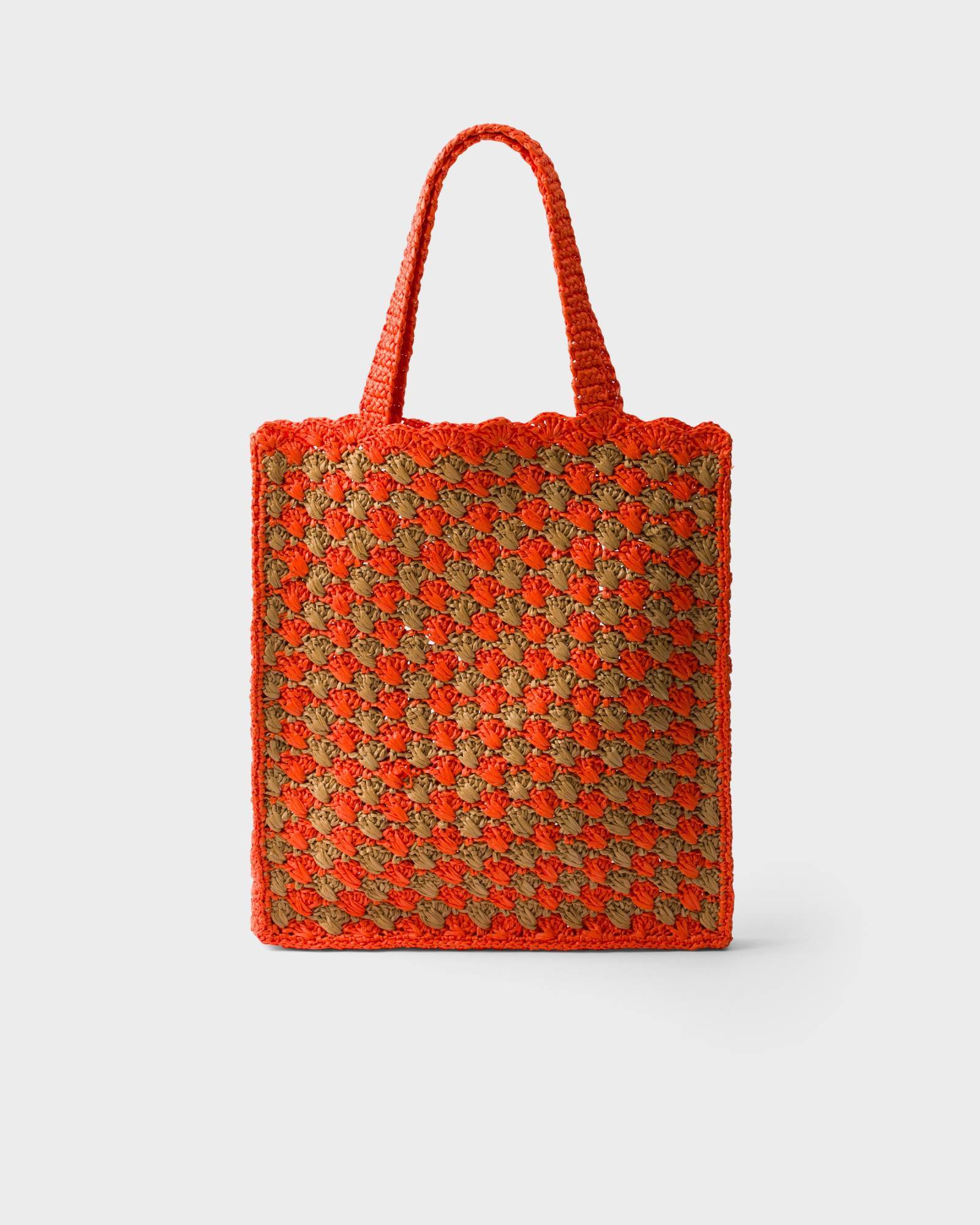 Prada Two-tone Raffia Shopping Bag