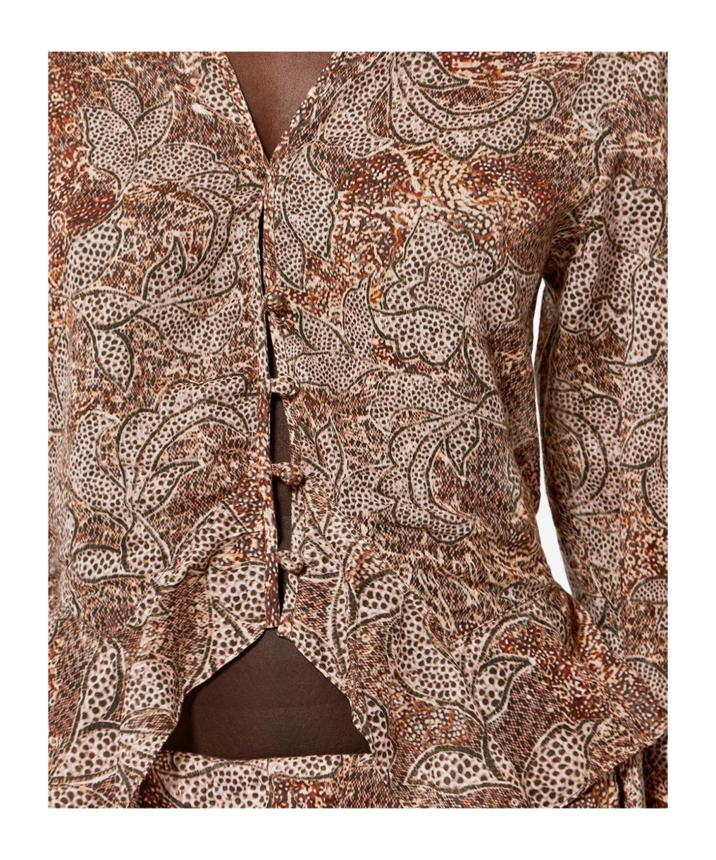 Isabel Marant Women's Celeny Printed Cotton Cinched Blouse In Brown
