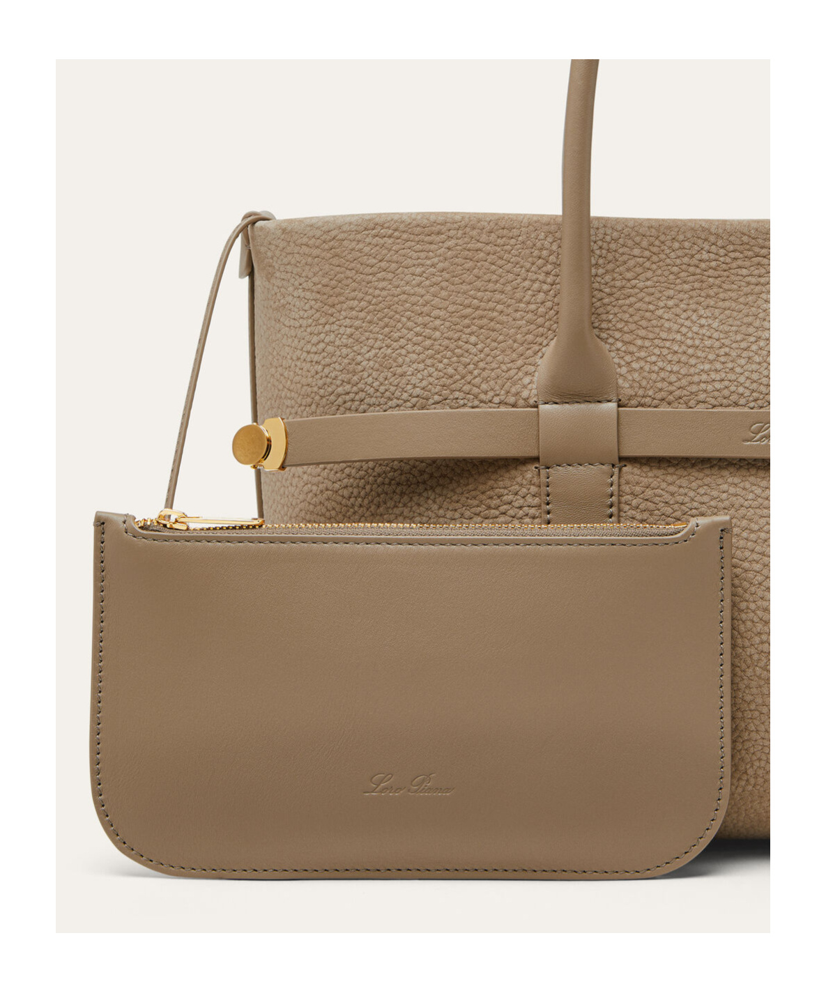 Loro Piana Ghiera Small Handbag In Smoky Brown/sun Gold