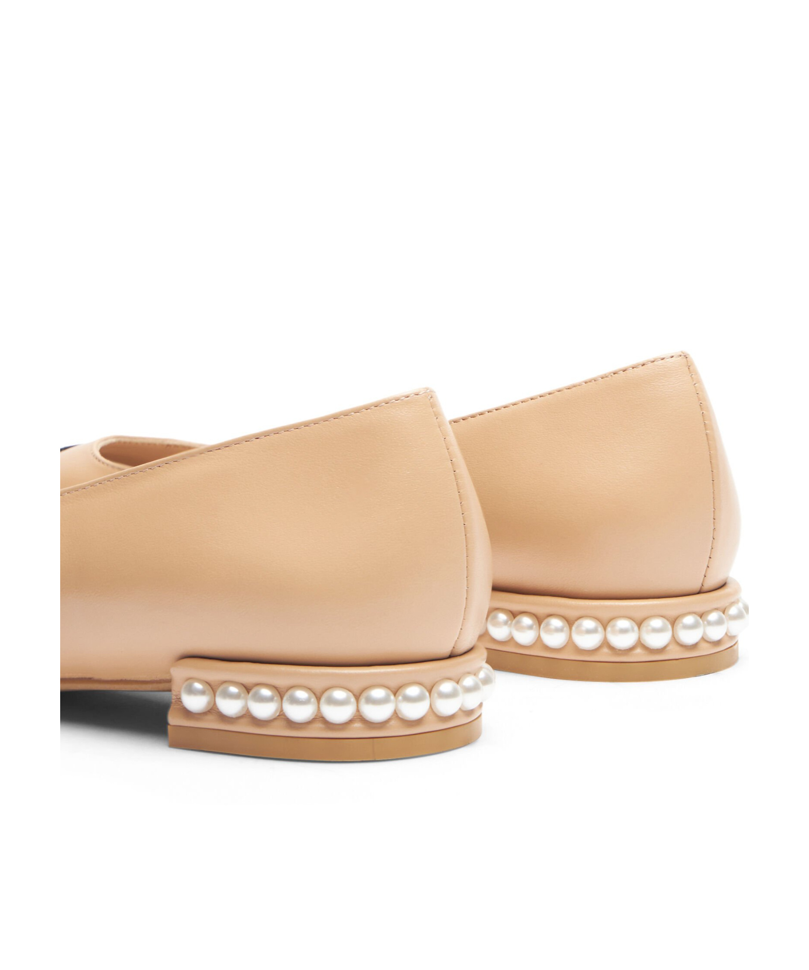 Stuart Weitzman Pearl Contrasting-toecap Ballerina Shoes In Nude
