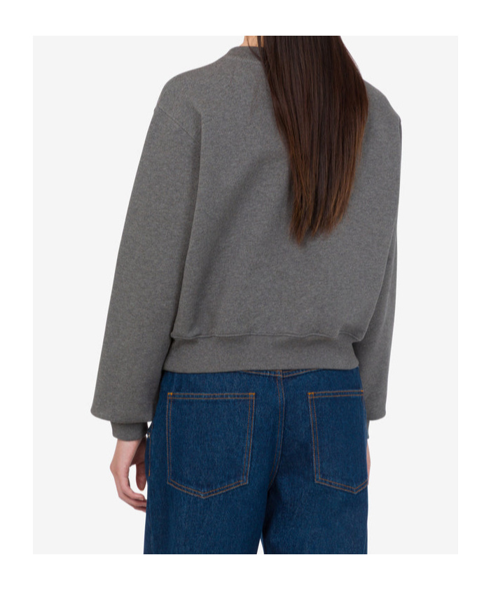 Moschino Ribbed Knitwear With Crew Neck And Graphic Print In Gray