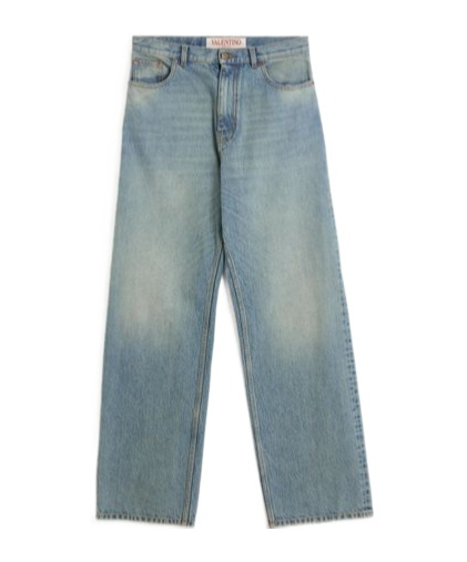 Valentino Straight Trousers With Belt Loops And Five Pockets In Blue