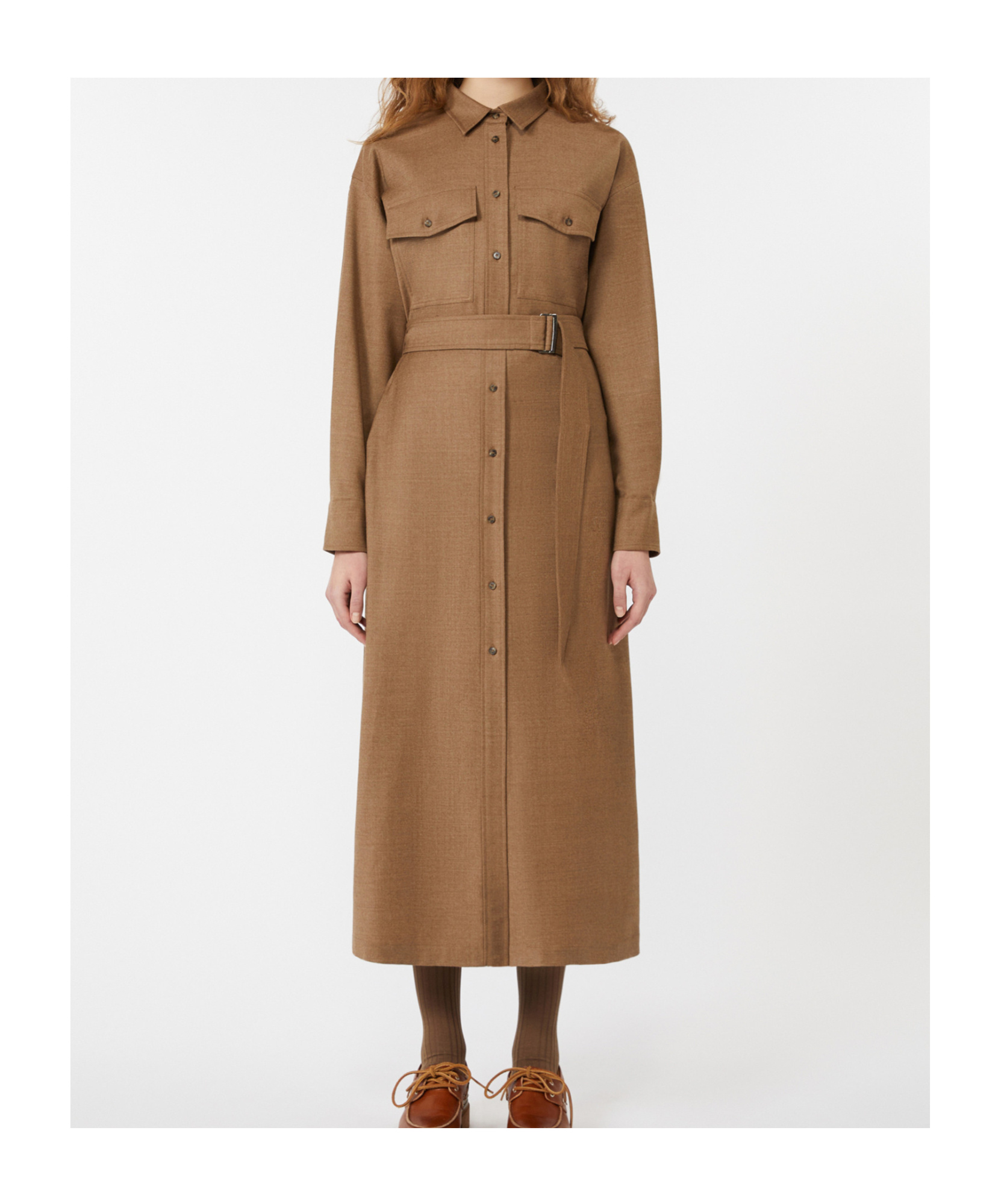 Weekend Max Mara Wool Flannel Dress In Brown