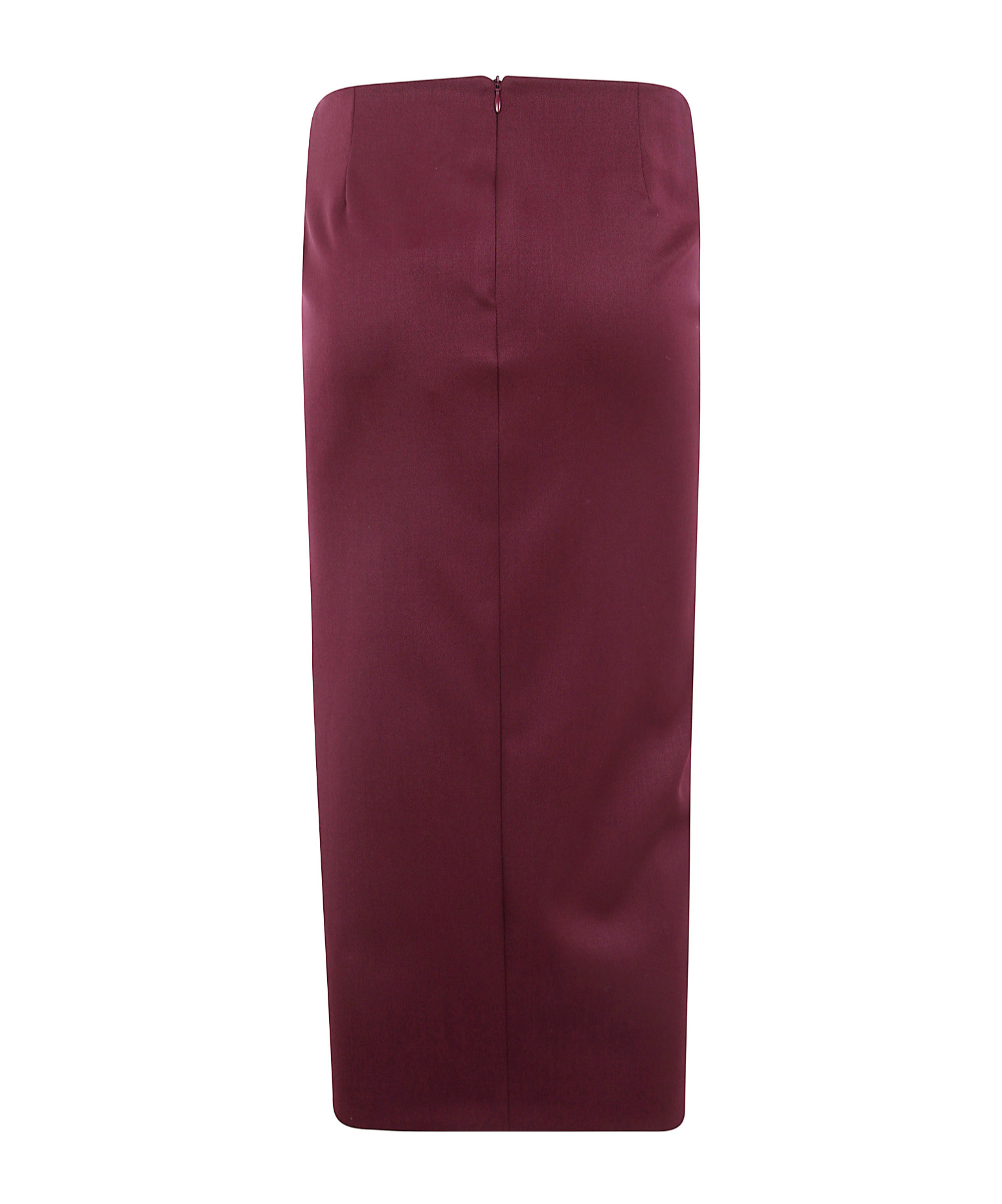 Attico Draped Midi Skirt With Front Slit And Metal In Burgundy
