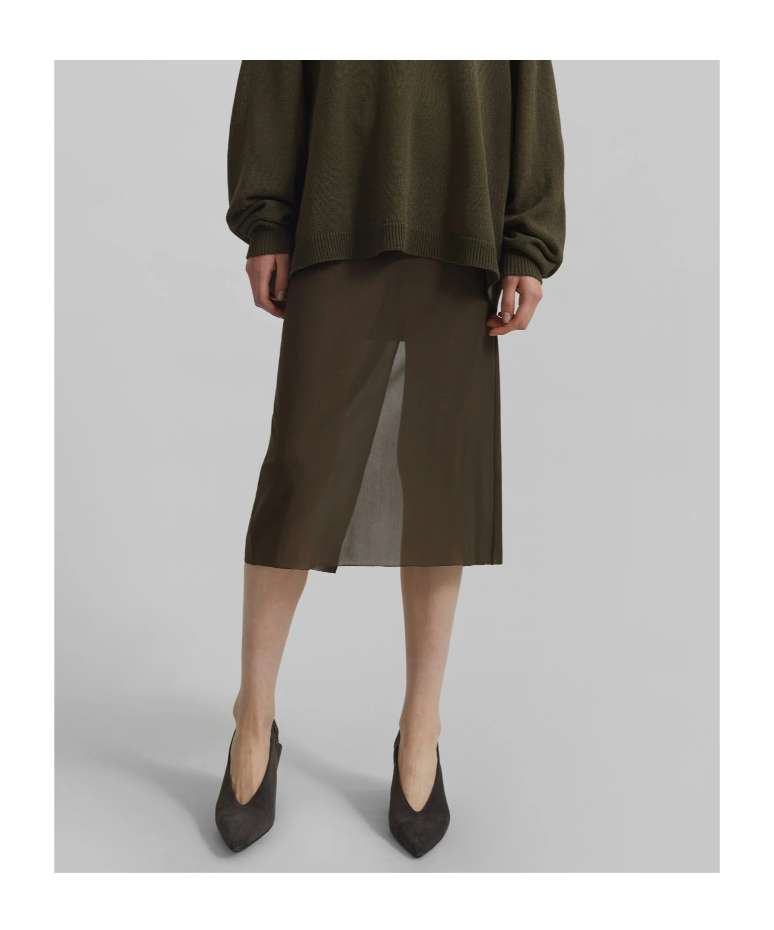 The Frankie Shop Suva Sheer Skirt - Khaki