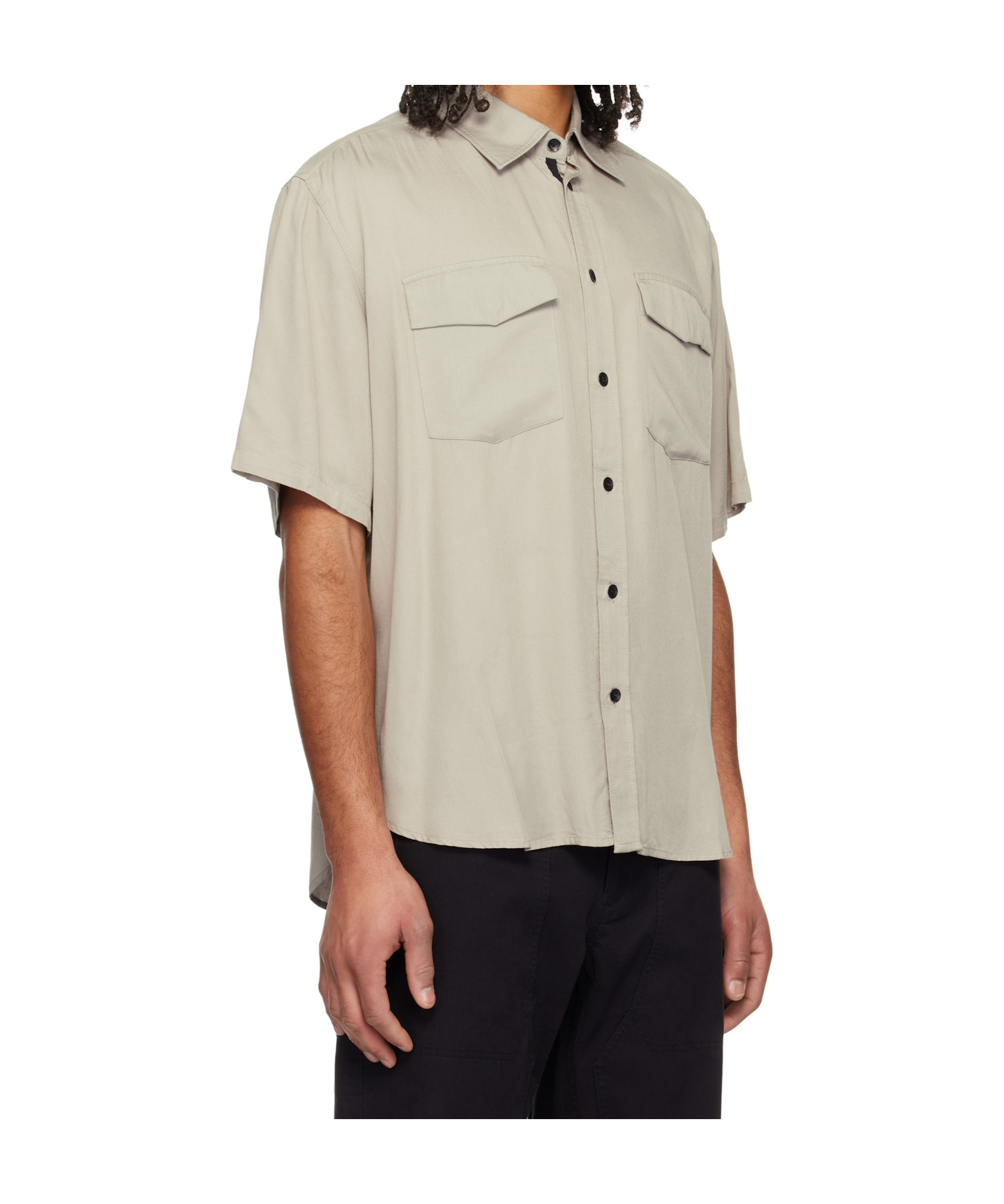 Rag & Bone Taupe Matthew 2-pocket Ss Shirt In White