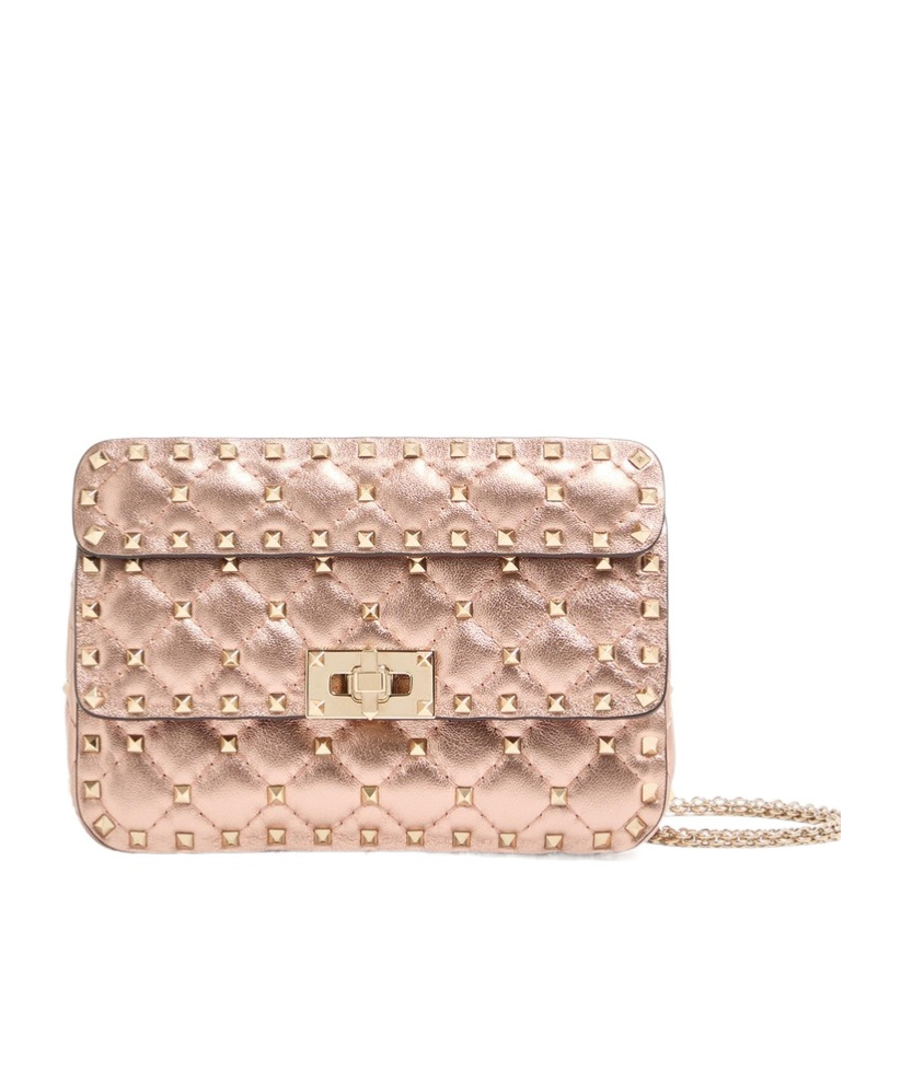 Valentino Garavani Small  Rockstud Spike Bag In Laminated Nappa