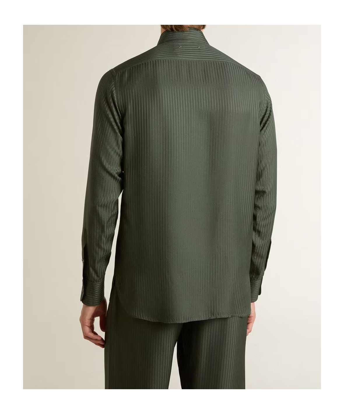 Golden Goose Pinstripe Buttoned-cuff Shirt In Green