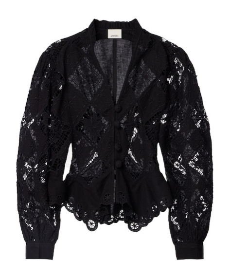 Isabel Marant Nina Cotton And Linen Broderie Anglaise Blouse In Black