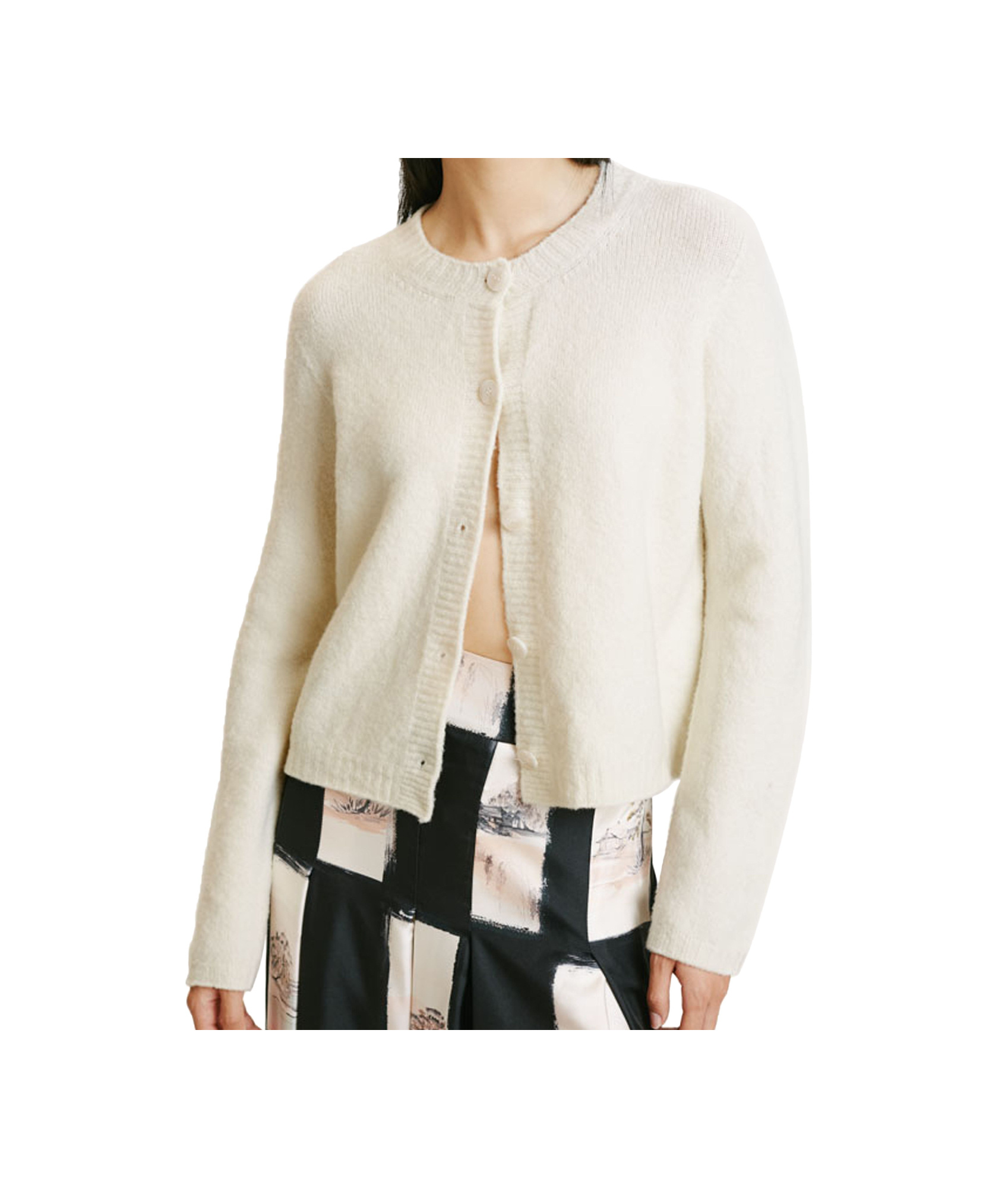 Momoní Long-sleeved Cardigan In White