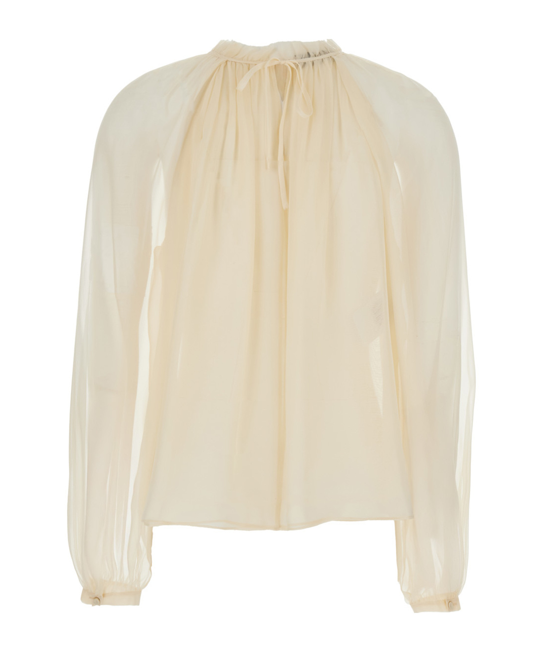 Alberta Ferretti Balloon-sleeve Satin Blouse In Neutral