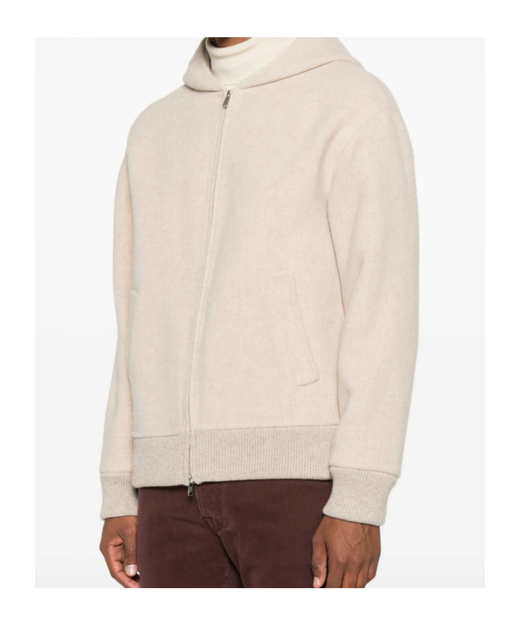 Fedeli Hooded Zip-front Jacket In Neutral
