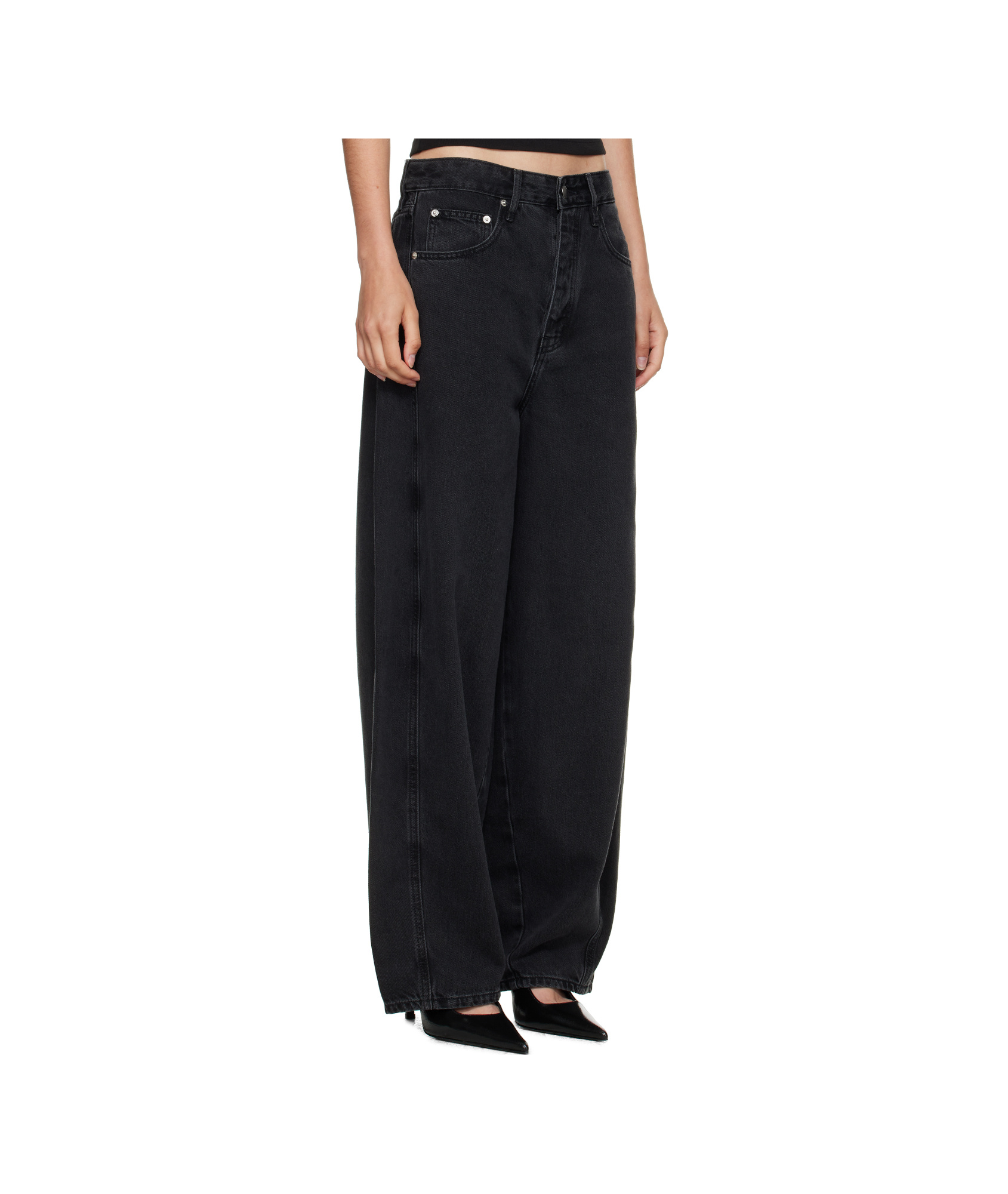 St Agni Black Outland Denim Edition Mid Rise Balloon Jeans In Black