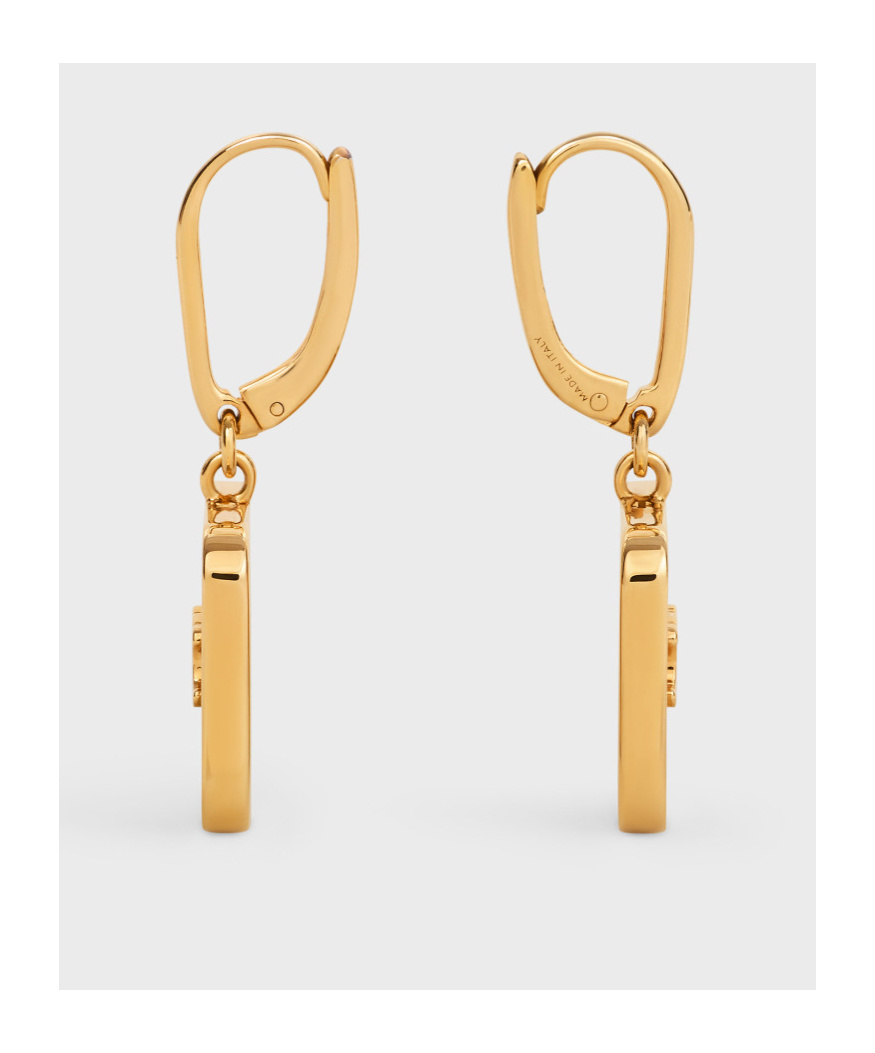 Celine Logo Earrings In Yellow