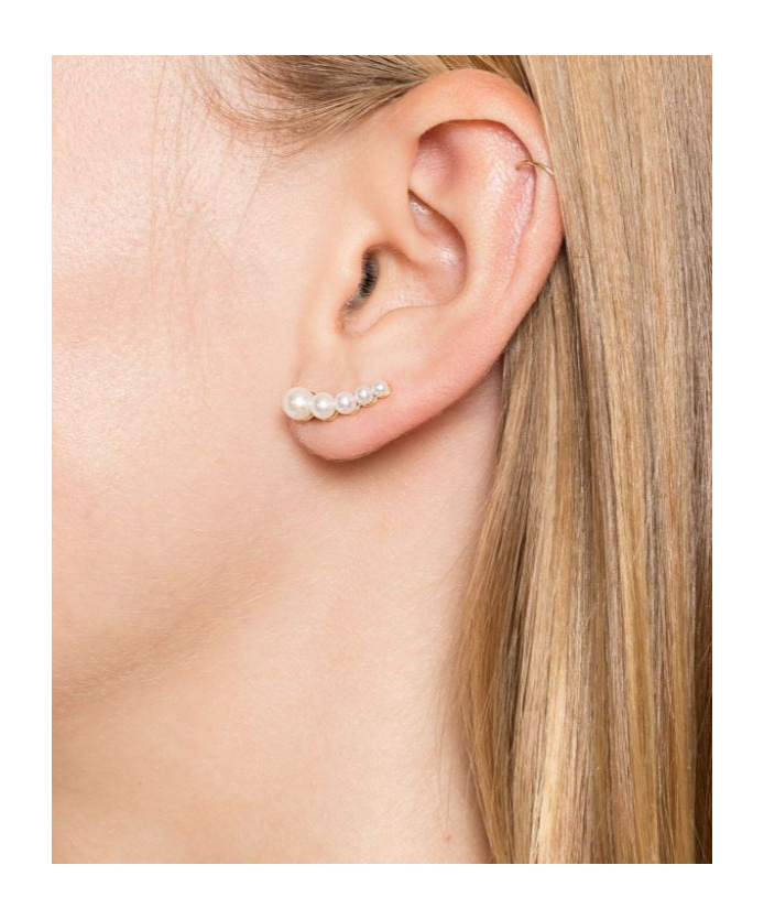 Sophie Bille Brahe 14kt Yellow Gold Bise Freshwater Pearls Single Earring In Neutrals