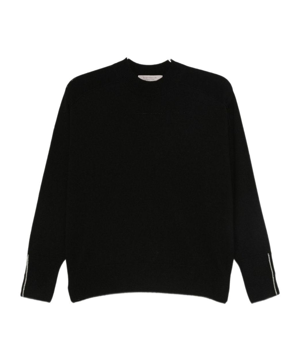 D Exterior Crew Neck Long-sleeved Sweater In Black