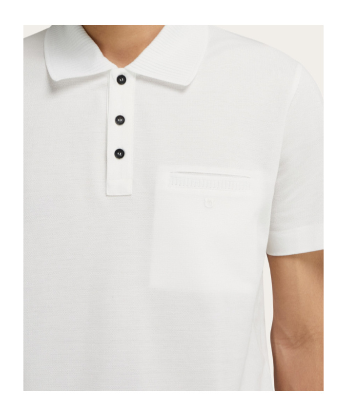 Ferragamo Pocket Embroidered Polo Shirt In White