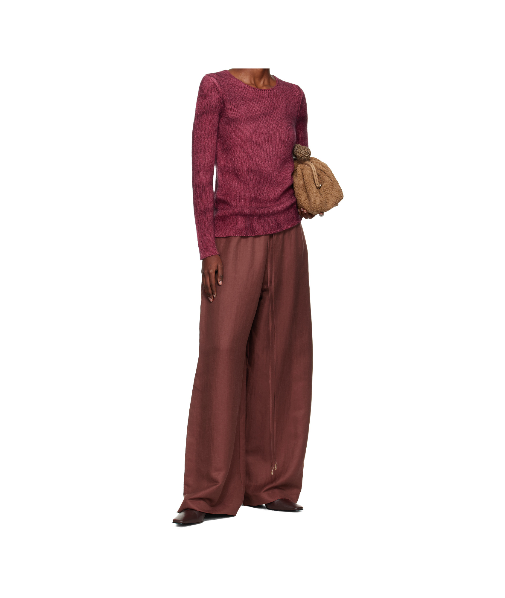 Gabriela Hearst Burgundy Gelos Wide-leg Trousers In Brown